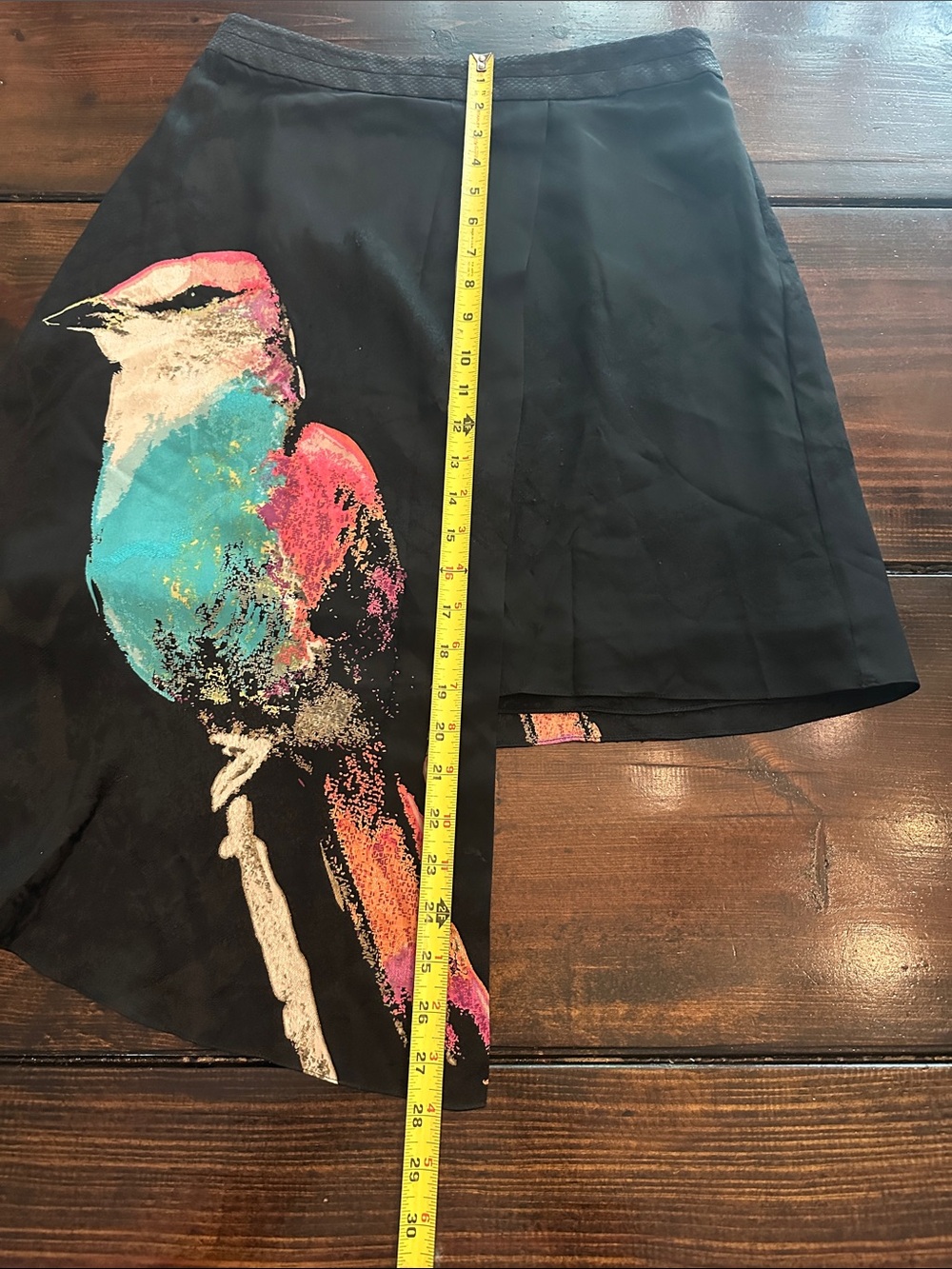 Anthropologie leifsdottir Corvida Black Asymmetrical Midi bird 4 silk skirt - Picture 13 of 14